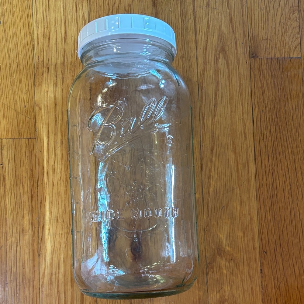 Ball Clear Wide Mouth Glass Mason Jar Half Gallon with Plastic Lid